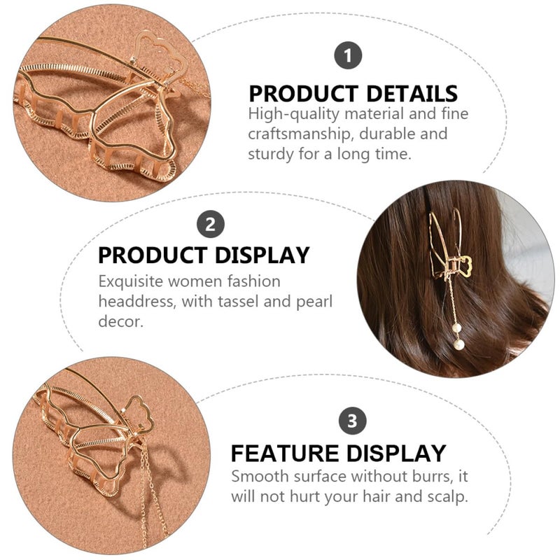 Pearl Tassel Alloy Hair Claw Clip for Women Elegant Styling Daily Use - Image 4